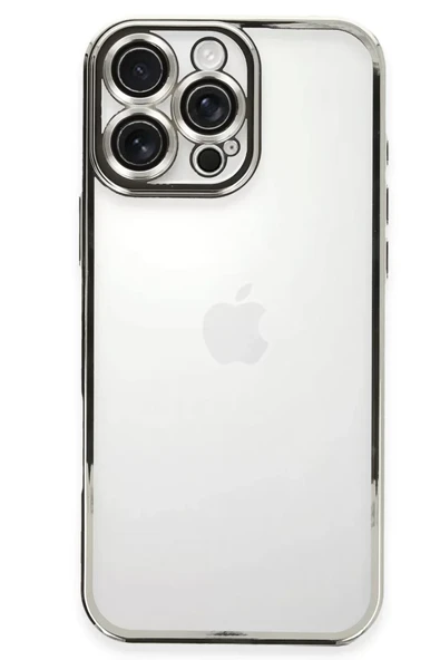 Newface Apple iPhone 16 Pro Max Kılıf Razer Lensli Silikon - Gümüş ürün görseli 1