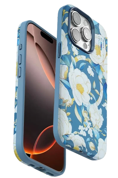 Onegif Apple iPhone 15 Pro Max Flower Series Magsafe Kapak - Mavi ürün görseli 1