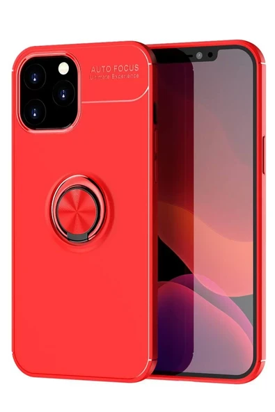 Newface Apple iPhone 12 Pro Max Kılıf Range Yüzüklü Silikon - Kırmızı ürün görseli 1