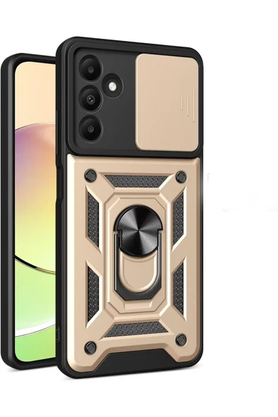 Newface Samsung Galaxy M15 Kılıf Pars Lens Yüzüklü Silikon - Gold ürün görseli 1
