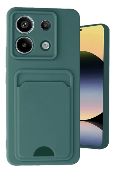 Newface Xiaomi Redmi Note 13 Pro 5G Kılıf Kelvin Kartvizitli Silikon - Koyu Yeşil ürün görseli 1