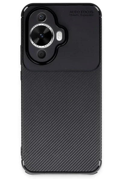 Newface Huawei Nova 12S Kılıf Auto Focus Karbon Kapak - Siyah ürün görseli 1