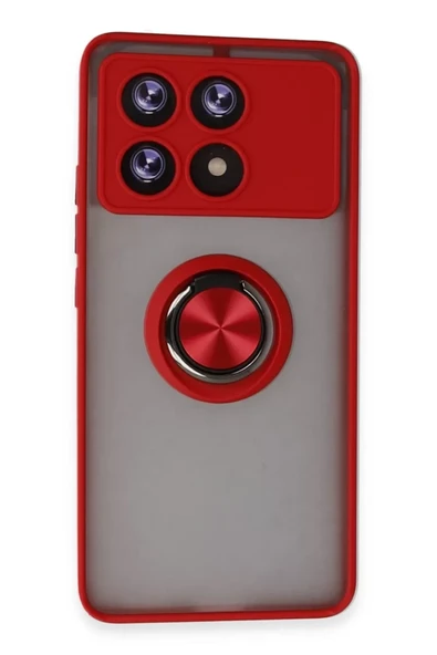 Newface Xiaomi Poco X6 Pro Kılıf Montreal Yüzüklü Silikon Kapak - Kırmızı ürün görseli 1