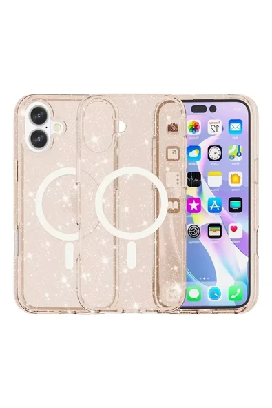 Newface Apple iPhone 16 Plus Kılıf Star Magsafe Kapak - Turuncu ürün görseli 1