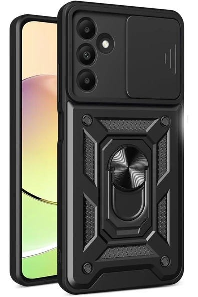 Newface Samsung Galaxy M15 Kılıf Pars Lens Yüzüklü Silikon - Siyah ürün görseli 1