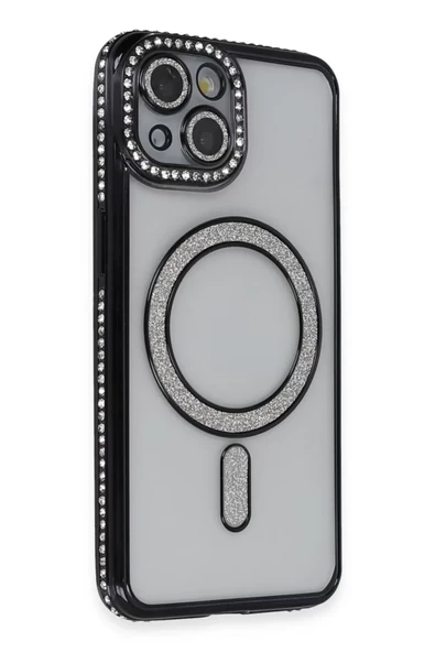 Newface Apple iPhone 13 Kılıf Joke Simli Magneticsafe Kılıf - Siyah ürün görseli 1