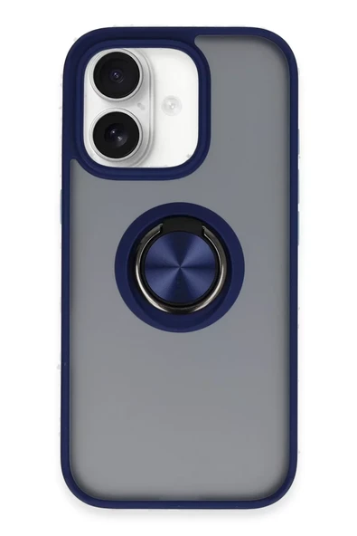 Newface Apple iPhone 16 Kılıf Montreal Yüzüklü Silikon Kapak - Lacivert ürün görseli 1