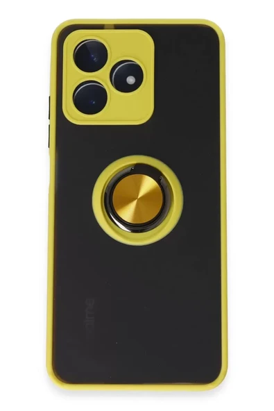 Newface Realme C53 Kılıf Montreal Yüzüklü Silikon Kapak - Sarı ürün görseli 1