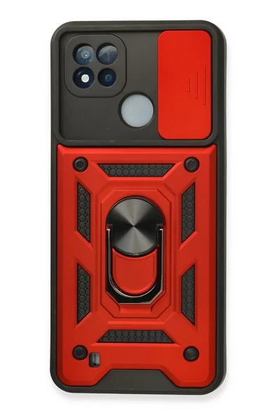 Newface Realme C11 2021 Kılıf Pars Lens Yüzüklü Silikon - Kırmızı ürün görseli 1
