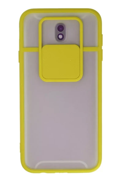 Newface Samsung Galaxy J7 Pro / J730 Kılıf Palm Buzlu Kamera Sürgülü Silikon - Sarı ürün görseli 1