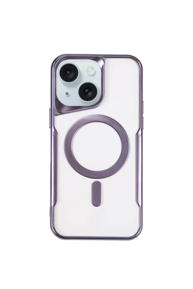 Newface Apple iPhone 15 Plus Kılıf Boyi Magsafe Silikon Kapak - Derin Mor ürün görseli 1