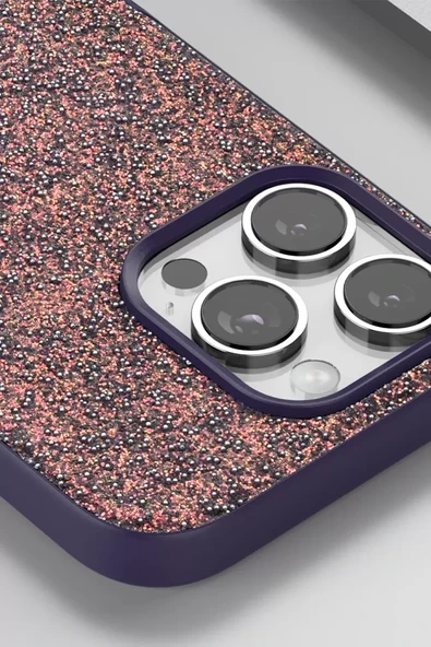Onegif Apple iPhone 16 Pro Bright Simli Kapak - Gümüş - Resim 2