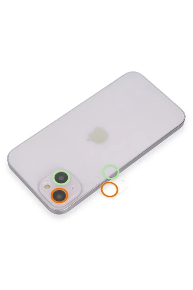 Newface Apple iPhone 13 Renkli Kamera Lens Koruma Cam - Turuncu-Yeşil ürün görseli 1