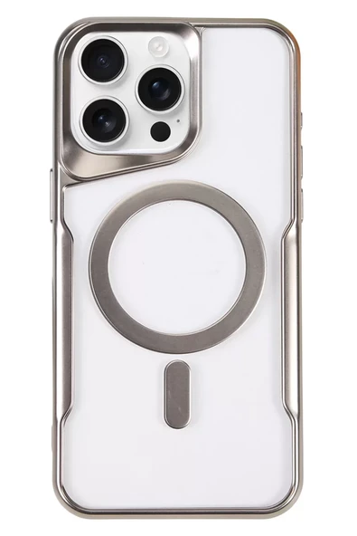 Newface Apple iPhone 16 Pro Kılıf Boyi Magsafe Silikon Kapak - Gümüş ürün görseli 1