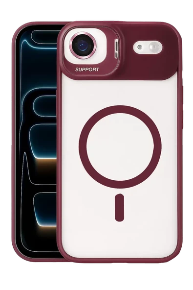 Joko Apple iPhone 17 Air Remim Lensli Magsafe Standlı Kapak - Bordo ürün görseli 1