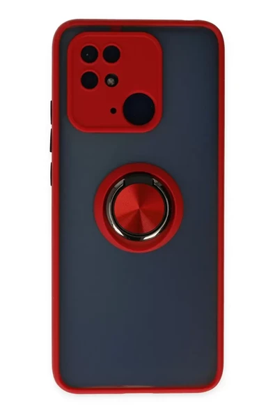 Newface Xiaomi Redmi 10C Kılıf Montreal Yüzüklü Silikon Kapak - Kırmızı ürün görseli 1