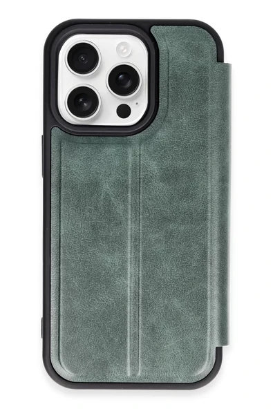 Newface Apple iPhone 14 Pro Max Kılıf Flip Cover - Koyu Yeşil ürün görseli 1