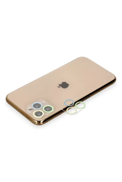 Newface Apple iPhone 11 Pro Renkli Kamera Lens Koruma Cam - Yeşil-Sarı ürün görseli 1