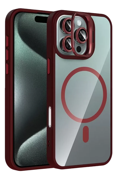 Joko Apple iPhone 16 Pro Remim Lensli Magsafe Standlı Kapak - Bordo ürün görseli 1
