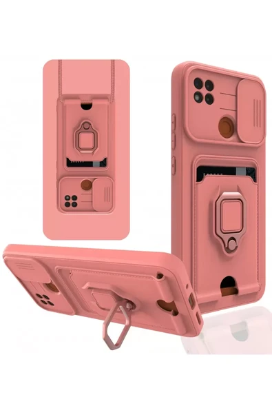 Newface Xiaomi Redmi 9C Kılıf Zuma Kartvizitli Yüzüklü Silikon - Pembe ürün görseli 1