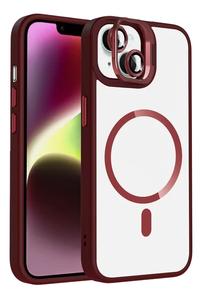 Joko Apple iPhone 13 Remim Lensli Magsafe Standlı Kapak - Bordo ürün görseli 1