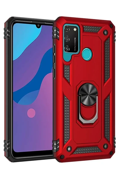Newface Huawei Y6P Kılıf Sofya Yüzüklü Silikon Kapak - Kırmızı ürün görseli 1