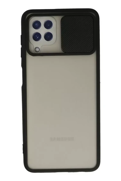 Newface Samsung Galaxy A22 Kılıf Palm Buzlu Kamera Sürgülü Silikon - Siyah ürün görseli 1