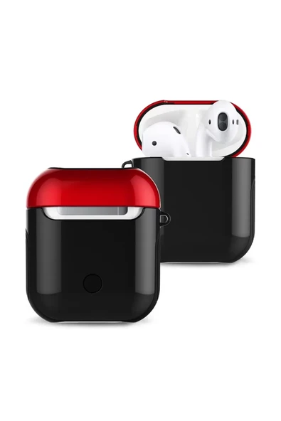 Newface Apple Airpods 2 (2.nesil) 3in1 Kılıf - Siyah-Kırmızı ürün görseli 1