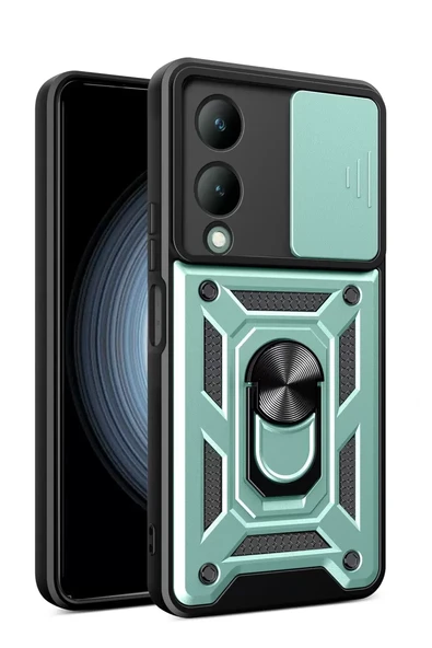 Newface Vivo Y17S Kılıf Pars Lens Yüzüklü Silikon - Yeşil ürün görseli 1