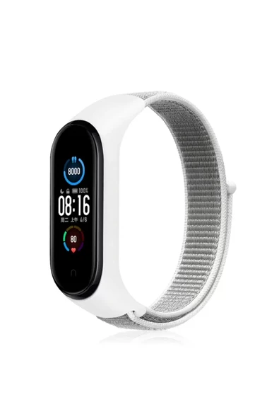 Newface Xiaomi Mi Band 4 Hasırlı Cırtcırtlı Kordon - Beyaz ürün görseli 1