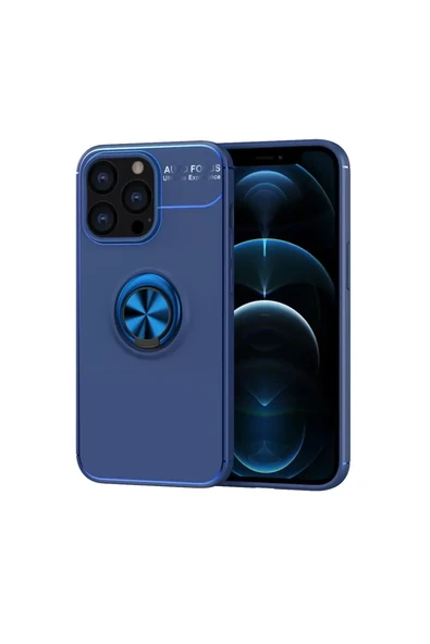 Newface Apple iPhone 13 Pro Kılıf Range Yüzüklü Silikon - Mavi ürün görseli 1