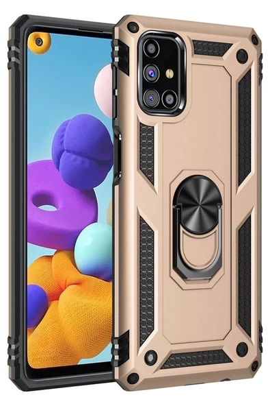 Newface Samsung Galaxy M51 Kılıf Sofya Yüzüklü Silikon Kapak - Gold ürün görseli 1