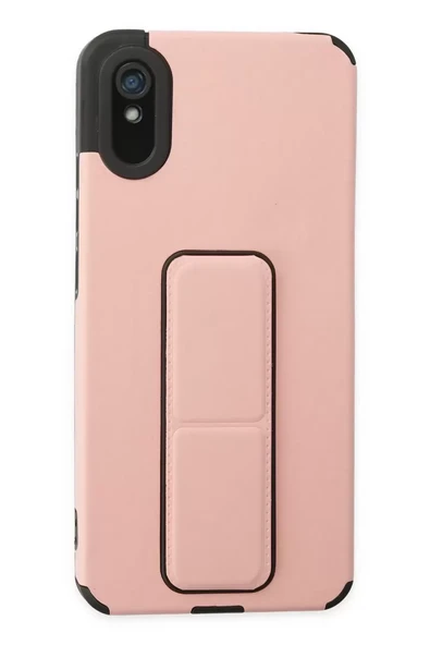 Newface Xiaomi Redmi 9A Kılıf Mega Standlı Silikon - Pudra ürün görseli 1