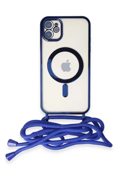 Newface Apple iPhone 11 Kılıf Divo Lazer Askılı Magsafe Kapak - Mavi ürün görseli 1
