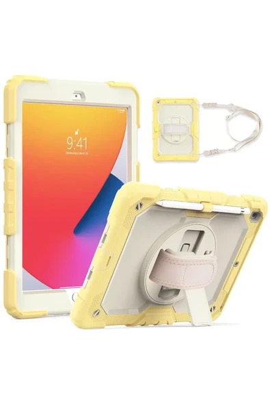Newface Apple iPad 10.2 (7.nesil) Kılıf Strap New Tablet Kapak - Sarı ürün görseli 1
