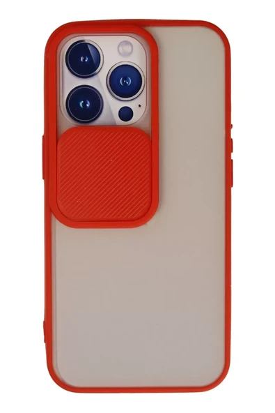 Newface Apple iPhone 13 Pro Kılıf Palm Buzlu Kamera Sürgülü Silikon - Kırmızı ürün görseli 1
