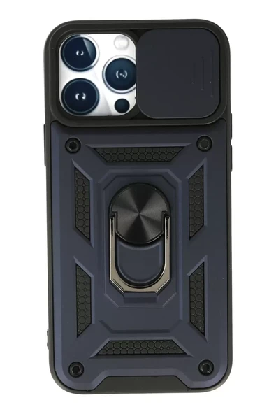Newface Apple iPhone 13 Pro Max Kılıf Pars Lens Yüzüklü Silikon - Lacivert ürün görseli 1