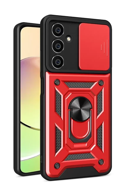 Newface Samsung Galaxy A05S Kılıf Pars Lens Yüzüklü Silikon - Kırmızı ürün görseli 1