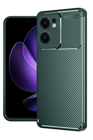 Newface Oppo Reno 13F Kılıf Auto Focus Karbon Kapak - Koyu Yeşil ürün görseli 1