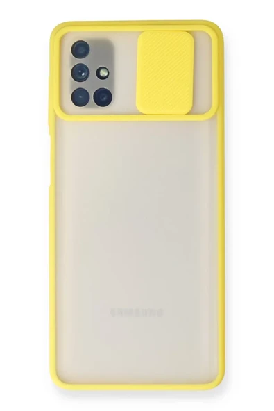 Newface Samsung Galaxy M51 Kılıf Palm Buzlu Kamera Sürgülü Silikon - Sarı ürün görseli 1
