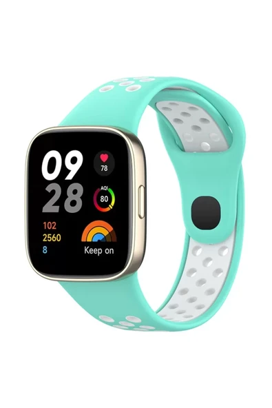 Newface Xiaomi Redmi Watch 3 Spor Delikli Kordon - Turkuaz-Beyaz ürün görseli 1