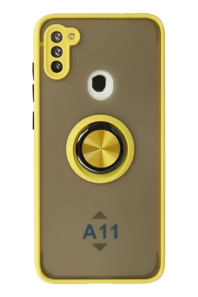 Newface Samsung Galaxy A11 Kılıf Montreal Yüzüklü Silikon Kapak - Sarı ürün görseli 1
