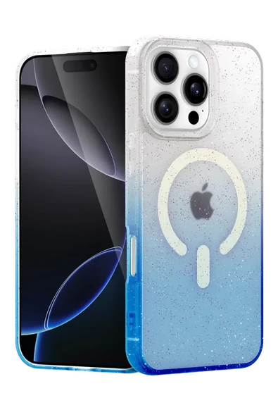 Newface Apple iPhone 16 Pro Pummel Shiny Magsafe Kapak - Mavi ürün görseli 1
