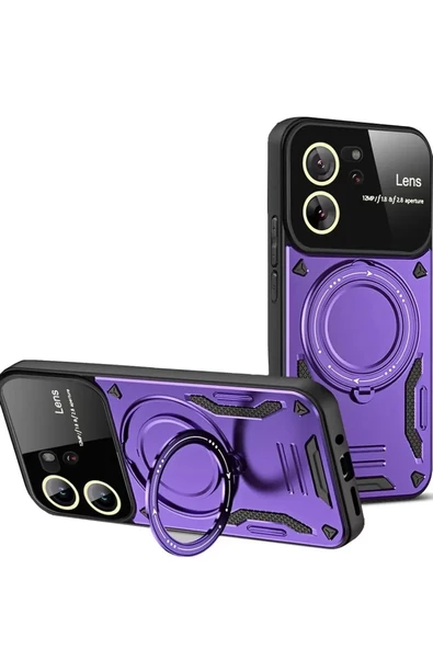 Newface Xiaomi Mi 13T Pro Kılıf Joy Lens Standlı Kapak - Mor ürün görseli 1
