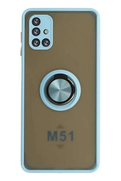 Newface Samsung Galaxy M51 Kılıf Montreal Yüzüklü Silikon Kapak - Buz Mavi ürün görseli 1