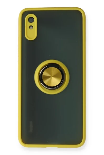Newface Xiaomi Redmi 9A Kılıf Montreal Yüzüklü Silikon Kapak - Sarı ürün görseli 1