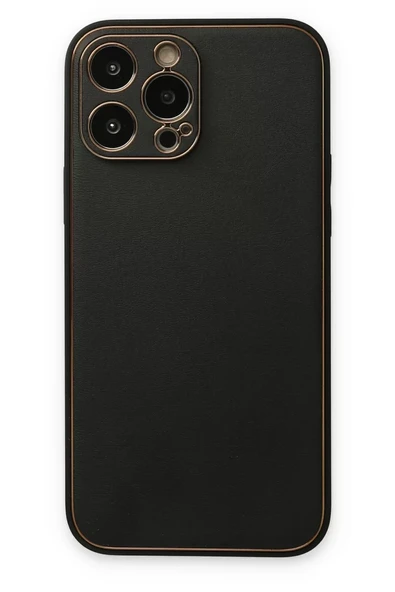 Newface Apple iPhone 14 Pro Kılıf Coco Deri Silikon Kapak - Siyah ürün görseli 1