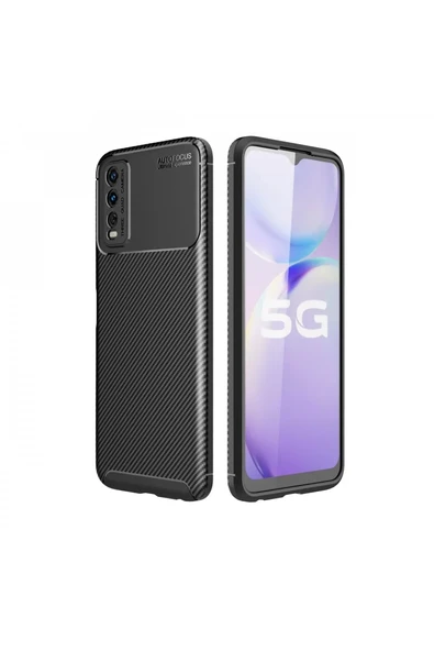 Newface Vivo Y11S Kılıf Auto Focus Karbon Kapak - Siyah ürün görseli 1