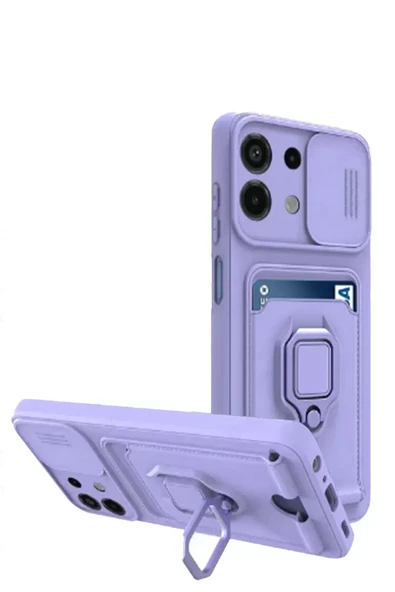 Newface Xiaomi Redmi Note 13 4G Kılıf Zuma Kartvizitli Yüzüklü Silikon - Lila ürün görseli 1