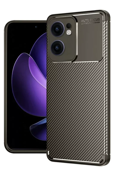 Newface Oppo Reno 13F Kılıf Auto Focus Karbon Kapak - Kahverengi ürün görseli 1